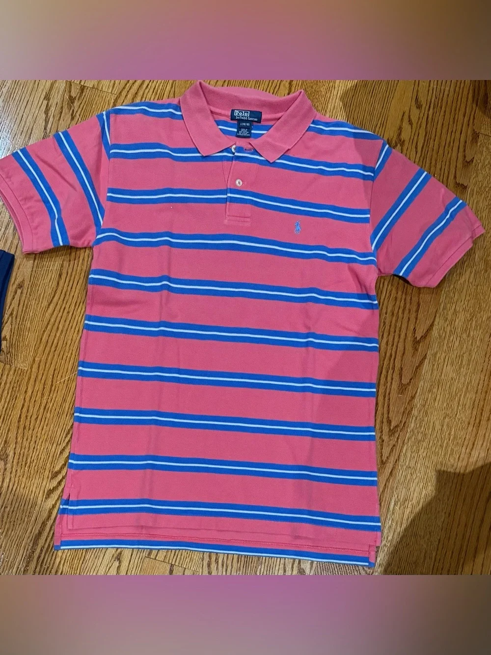 Polo by Ralph Lauren Pink Polo with Blue Stripes